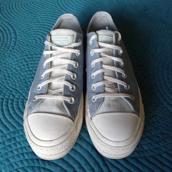 Platform Converse Lowtop All Stars Light Blue & White With Muted Logo - Picture 10 of 14